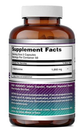 Lifestyle shot of Amazing Nutrition L-Méthionine on a kitchen counter