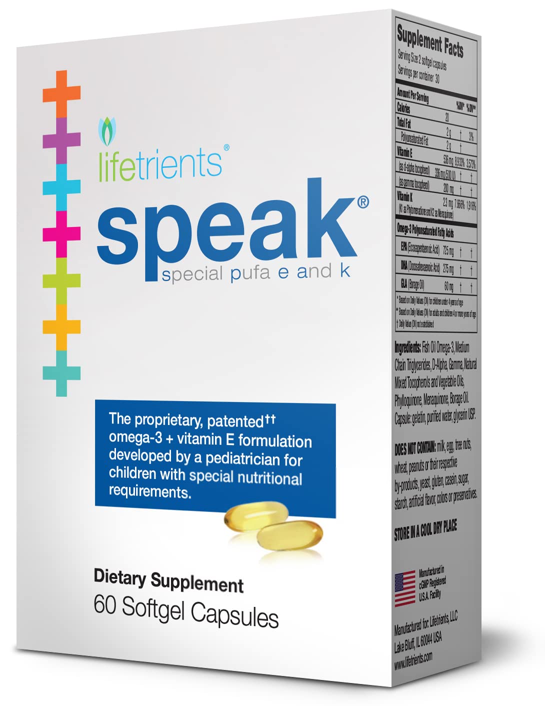 Lifetrients Speak® Kids Omega-3 capsules front view