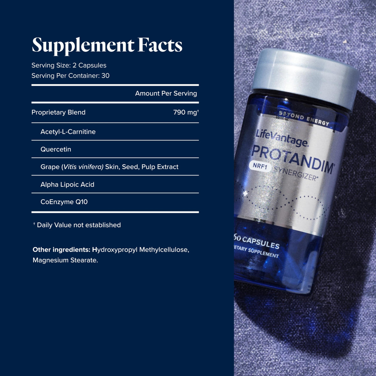 LifeVantage Protandim NRF1 Synergizer emballage et capsules