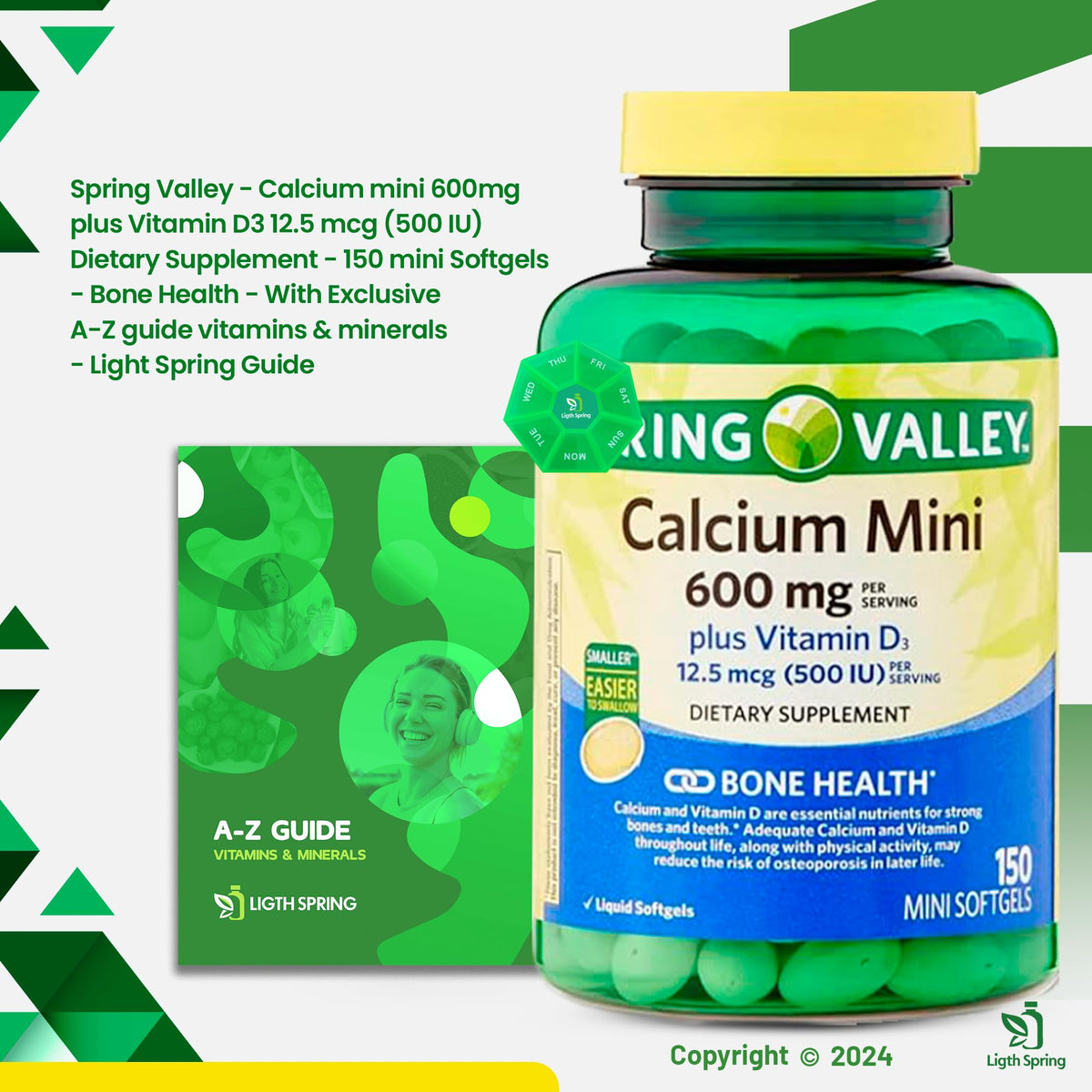 LightSpring Calcium 600mg Mini Gélules avec étiquette