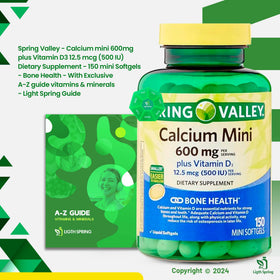 LightSpring Calcium 600mg Mini Gélules avec étiquette
