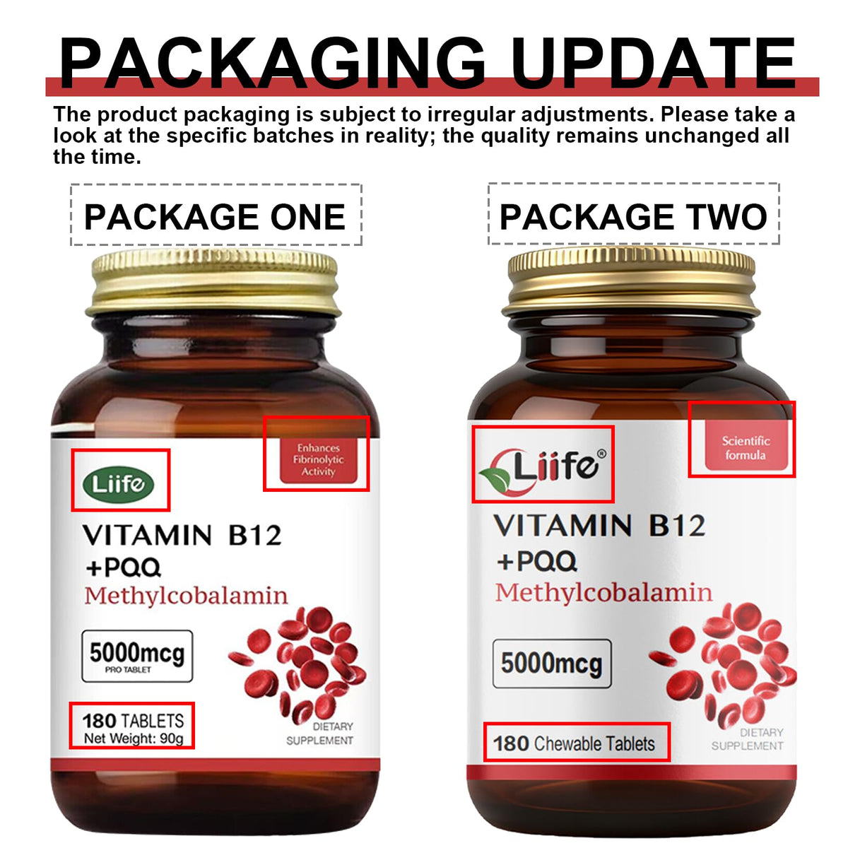 LIIFE Methylcobalamin B12 5000 mcg sur une table en bois