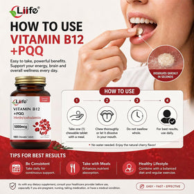 LIIFE Methylcobalamin B12 avec un verre d'eau