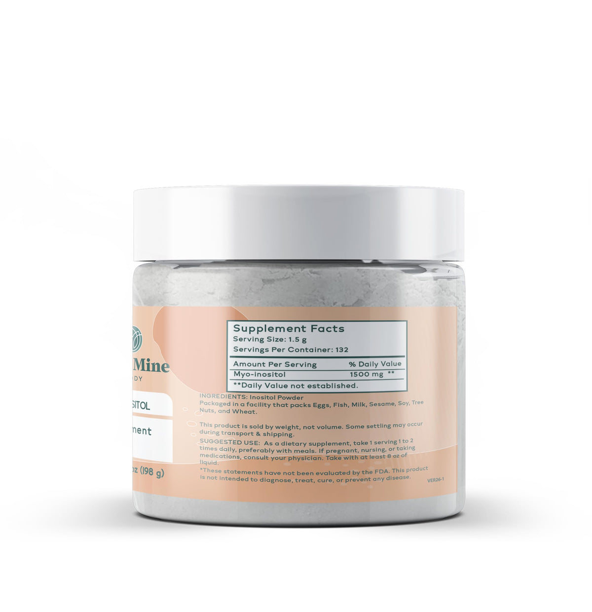 Like Mine Myo-Inositol Poudre 227g vue arrière avec ingrédients
