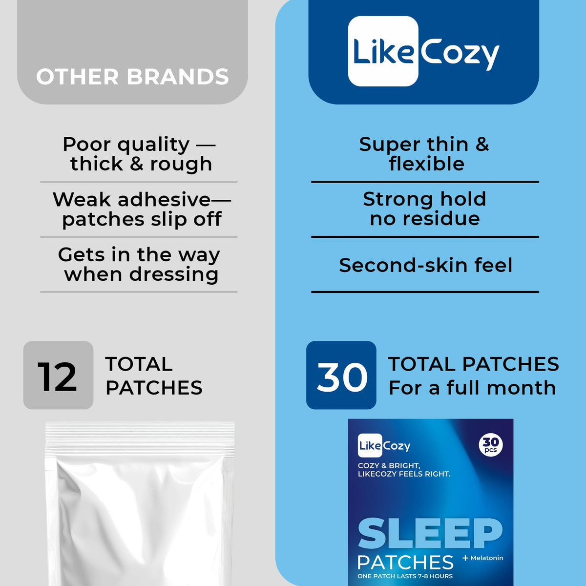LIKECOZY Patches de soutien au sommeil - dimensions du produit