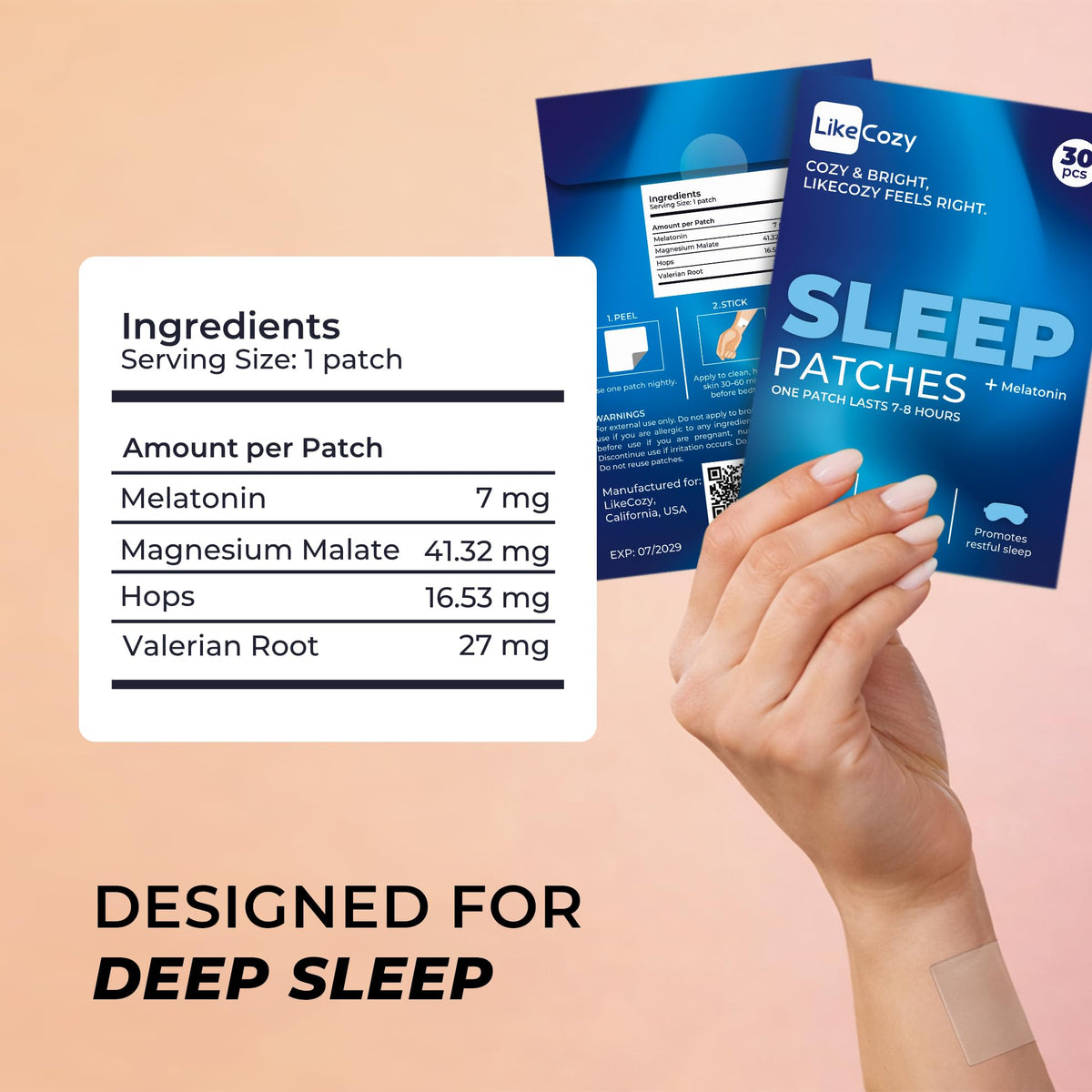 LIKECOZY Patches de soutien au sommeil - vue latérale du produit