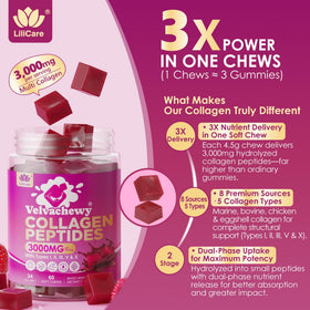 LILICARE Collagen Gummies 3000mg Biotin with fruits