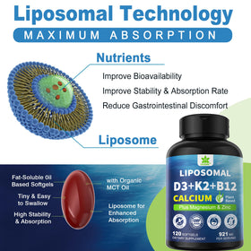 LILICARE Complément Alimentaire Calcium 600mg D3 K2 B12 - Emballage avant
