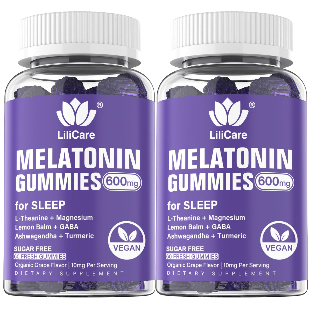 LILICARE Gélules de mélatonine 20 mg Vegan vue avant avec emballage