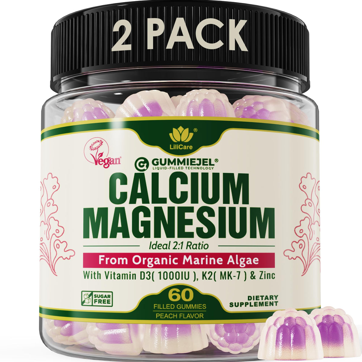 LILICARE Gummies Calcium 600mg algues vue avant