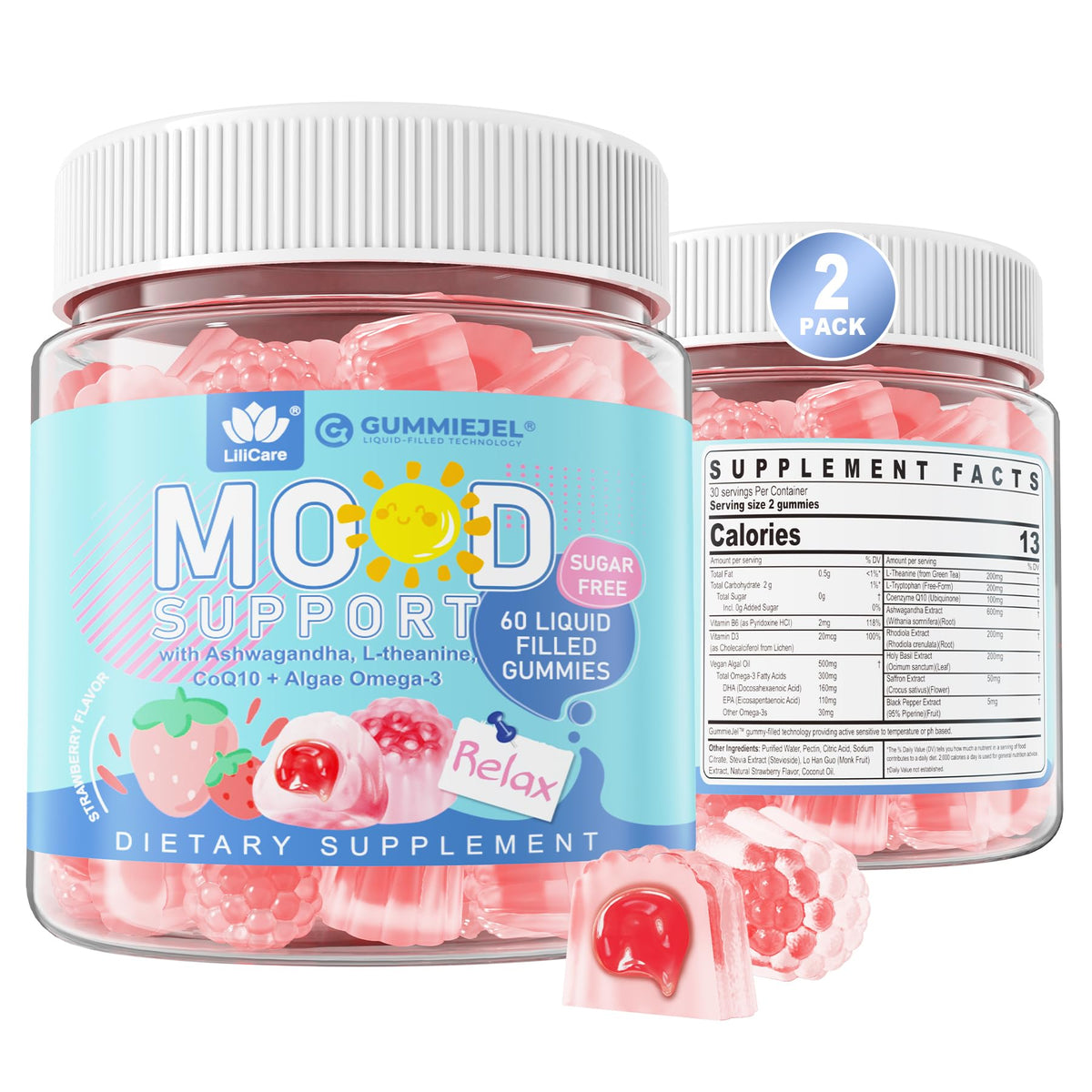 LILICARE Gummies Calm 120ct pot avant avec étiquette