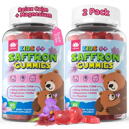 LILICARE Gummies de Magnésium Glycinate au Safran pour Enfants, emballage avant