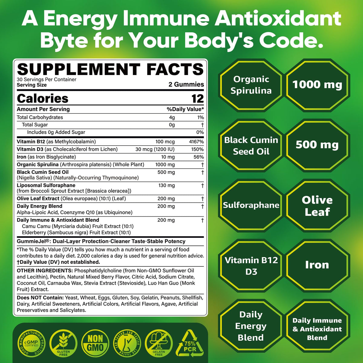 LILICARE Gummies Spiruline Bio 191g avec ouverture du pot