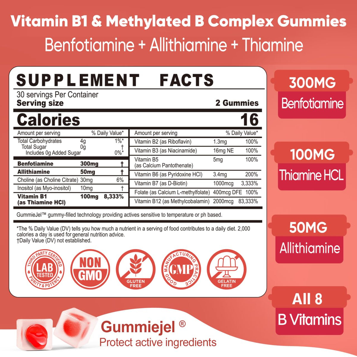 LILICARE Gummies Vitamine B1 Complexe Methylé 60 Ct - vue arrière