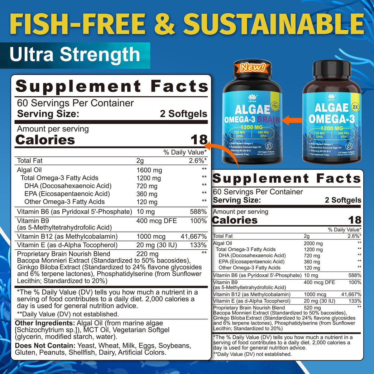 LILICARE Huile d'Algue Omega 3 240 gélules, vue de côté