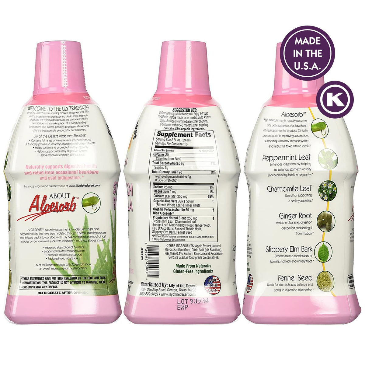 Lily Of The Desert Formule Stomachale 946 ml étiquette