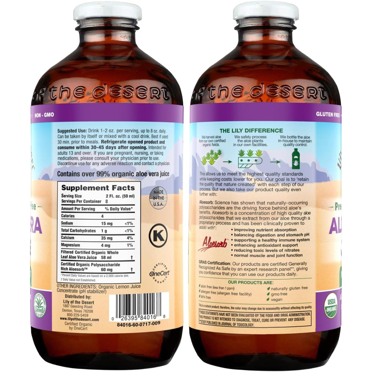 Lily Of The Desert Jus d'Aloe Vera 473 ml bouteille arrière