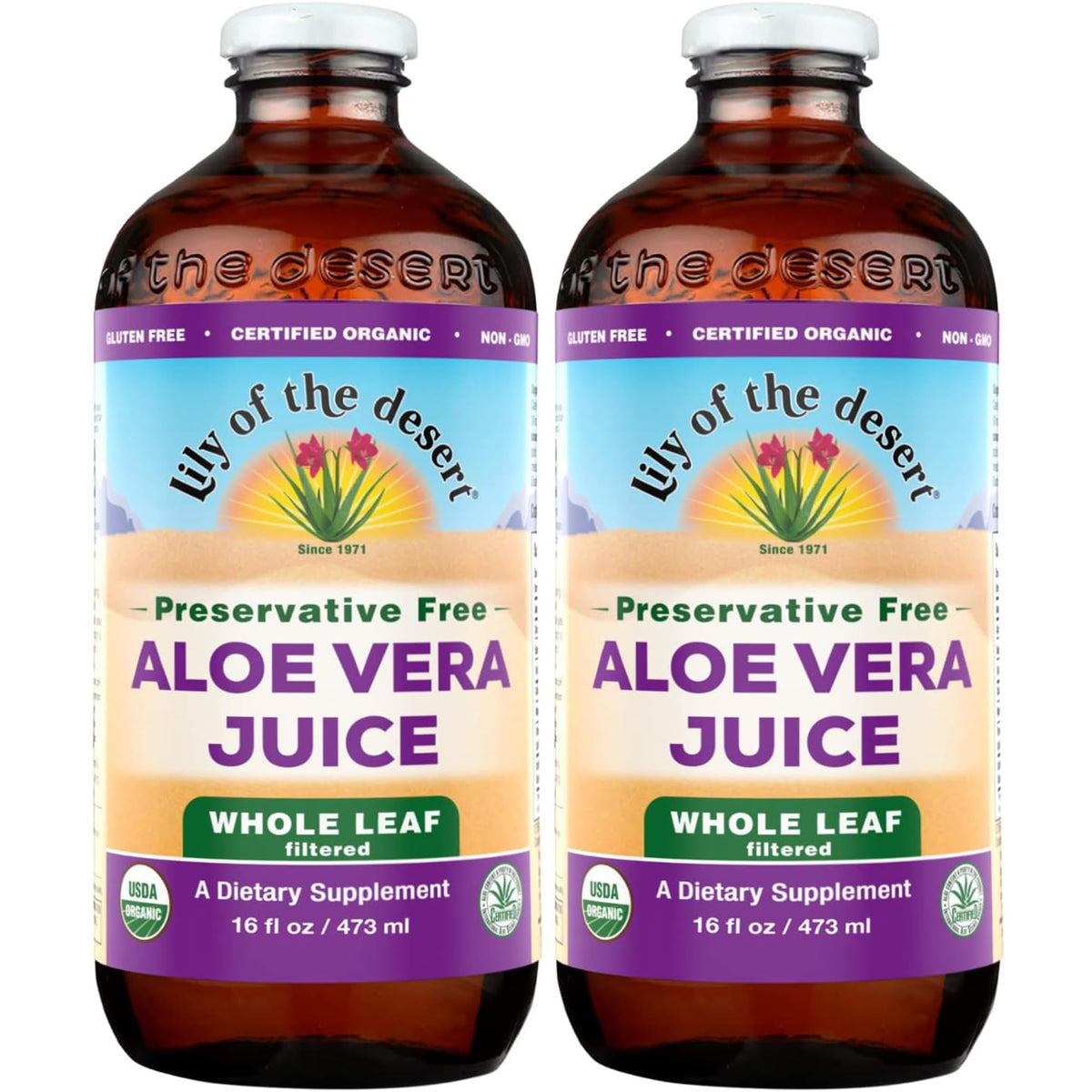 Lily Of The Desert Jus d'Aloe Vera 473 ml bouteille avant