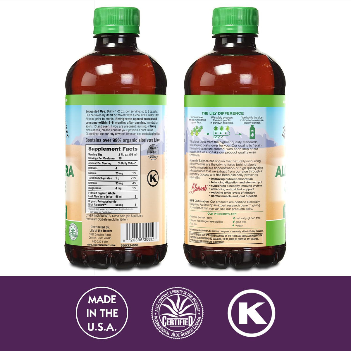 Lily Of The Desert Jus d'Aloe Vera 946 ml étiquette