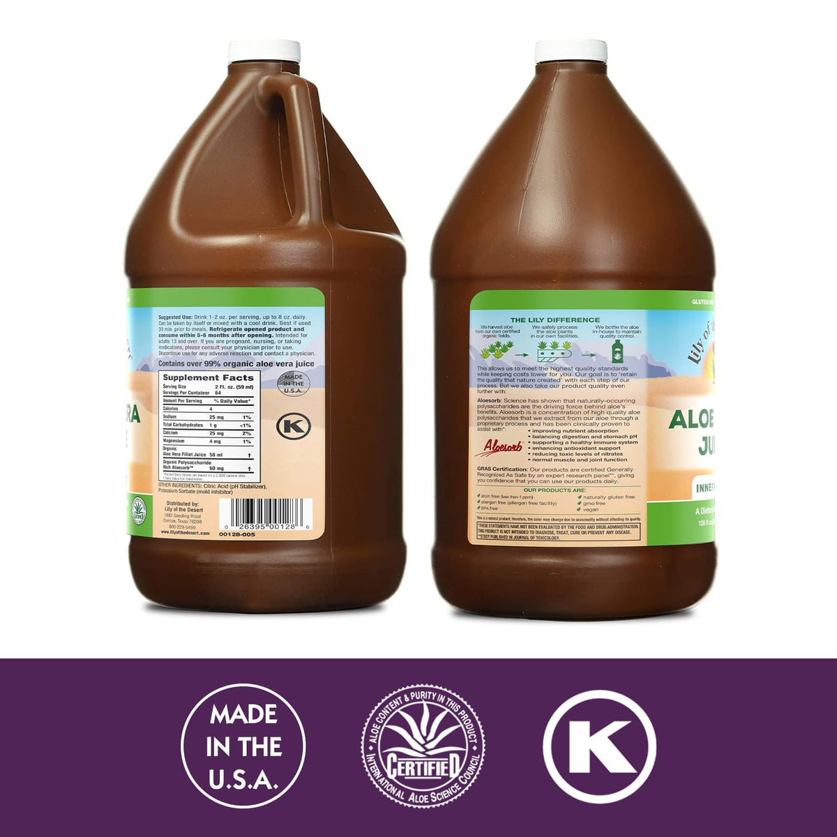 Lily Of The Desert Jus d'Aloe Vera Bio 128 Fl Oz étiquette