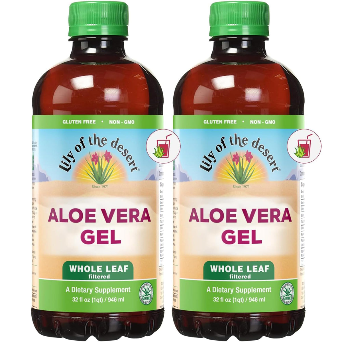Lily Of The Desert Jus d'Aloe Vera Filtré 2-Pack, vue avant