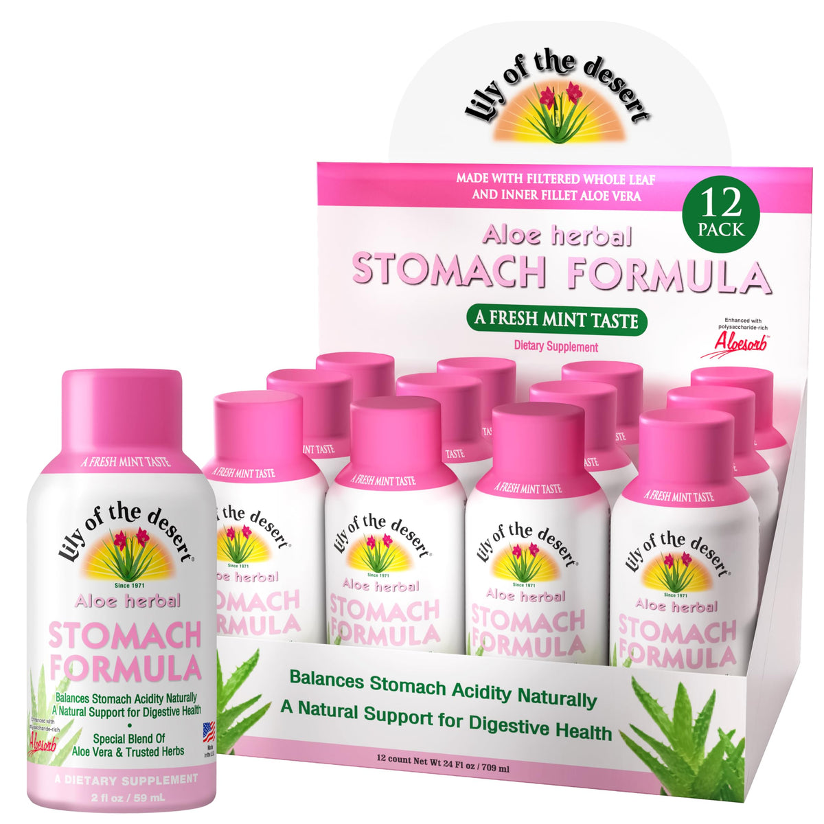 Lily Of The Desert Shot Aloe Vera 12 emballage de 60 ml