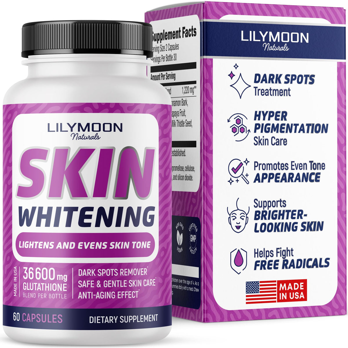 LILYMOON Glutathione 60 capsules vue de face