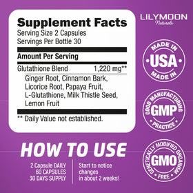 LILYMOON Glutathione capsules sur une table
