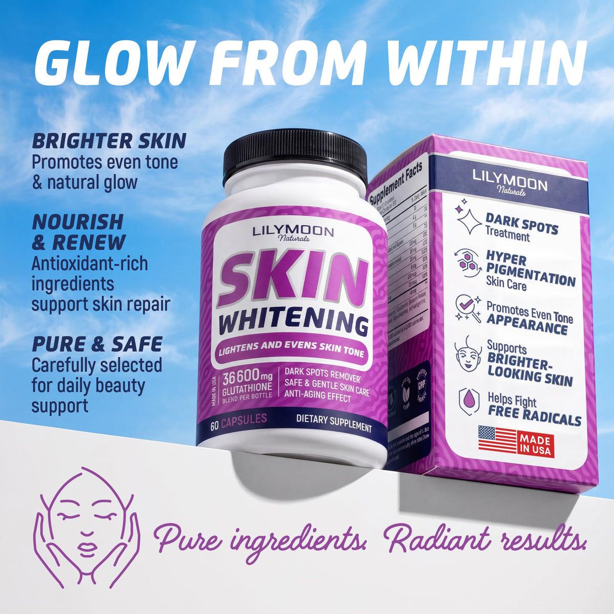 LILYMOON Glutathione flacon avec capsules