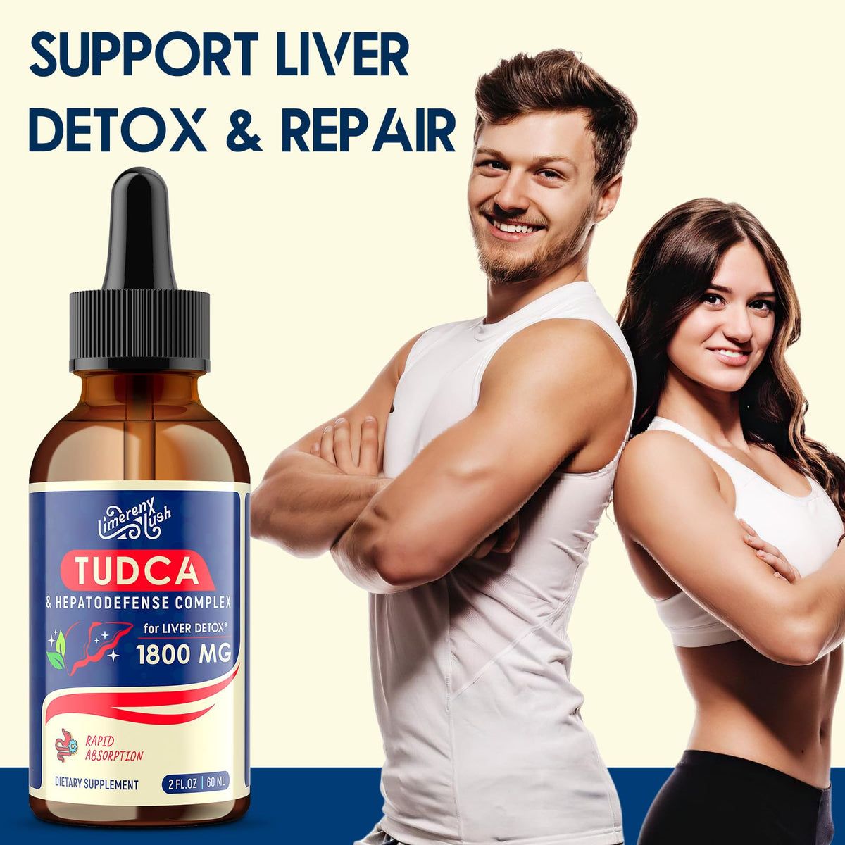 LimerenxLush TUDCA Gouttes de Soutien Hépatique 1800mg - Flacon avec goutteur