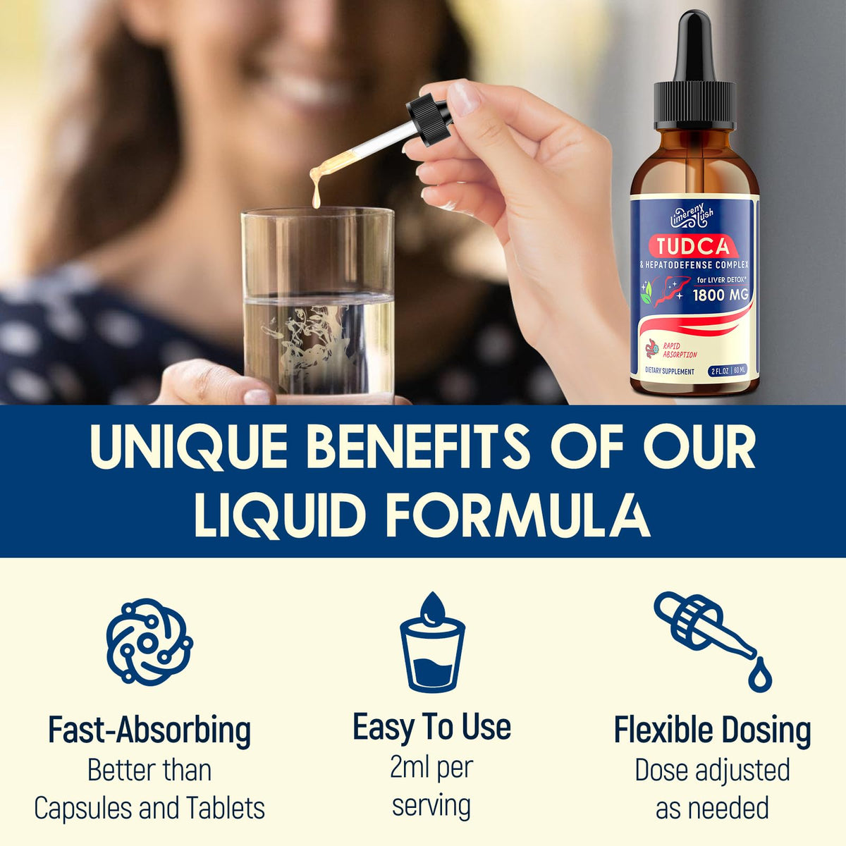 LimerenxLush TUDCA Gouttes de Soutien Hépatique 1800mg - Gouttes en action