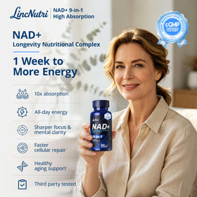 LincNutri complément NAD+ 250mg avec ingrédients listés sur le dos