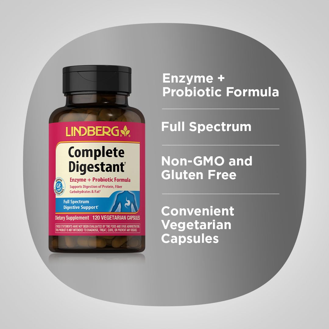 Lindberg Complément Alimentaire Multi-Enzymes 120 Capsules en situation sur une table