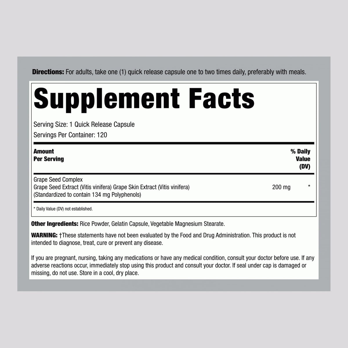 Lindberg extrait de pépin de raisin 200 mg capsules arrière