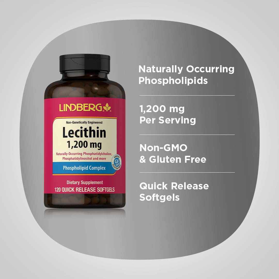 Lindberg Lécithine 1200mg capsules sur fond blanc