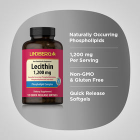Lindberg Lécithine 1200mg capsules sur fond blanc
