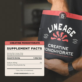 Lineage Provisions créatine monohydrate 490g avec sel marin emballage