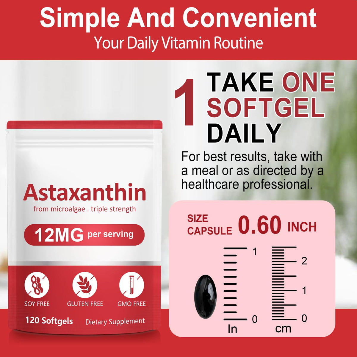 Linizanjiiy Astaxanthin 12mg 120 gélules douces en contexte