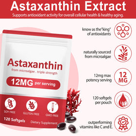 Linizanjiiy Astaxanthin 12mg 120 gélules douces vue arrière