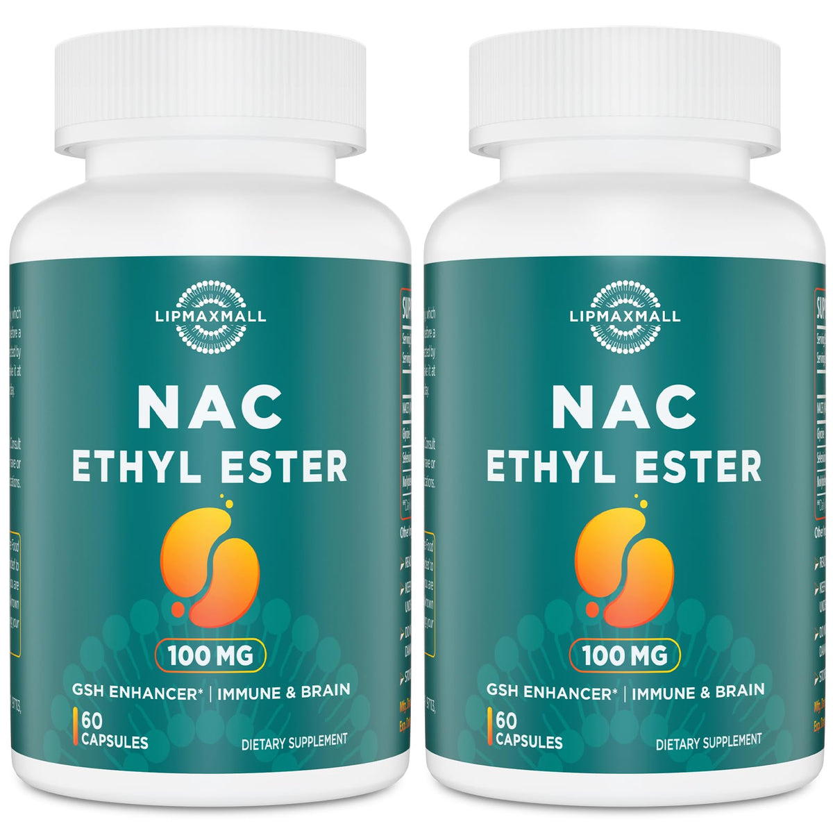 lipmaxmall N-Acetyl Cysteine Ethyl Ester 100mg capsules front view