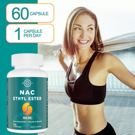 lipmaxmall N-Acetyl Cysteine Ethyl Ester 100mg capsules with a glass of water