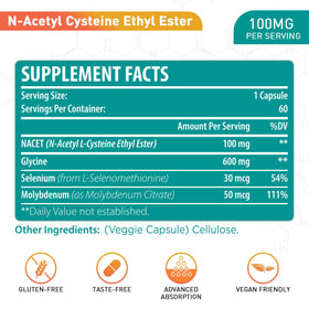 lipmaxmall N-Acetyl Cystéine Éthyle Ester 100mg capsule side view