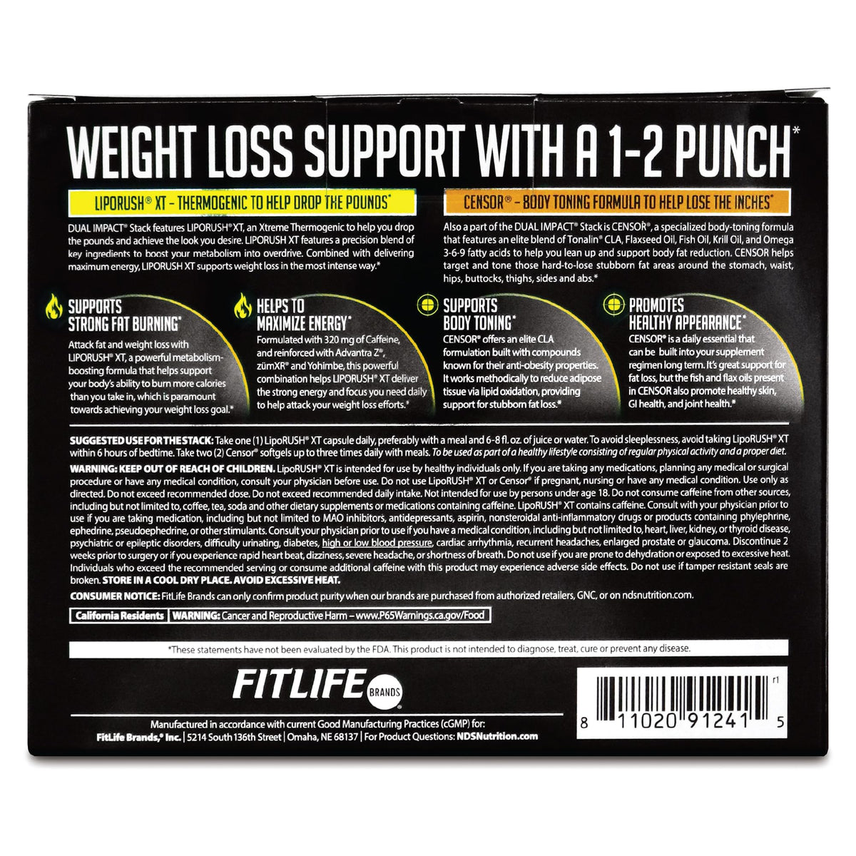 LIPORUSH Dual Impact Stack capsules et softgels