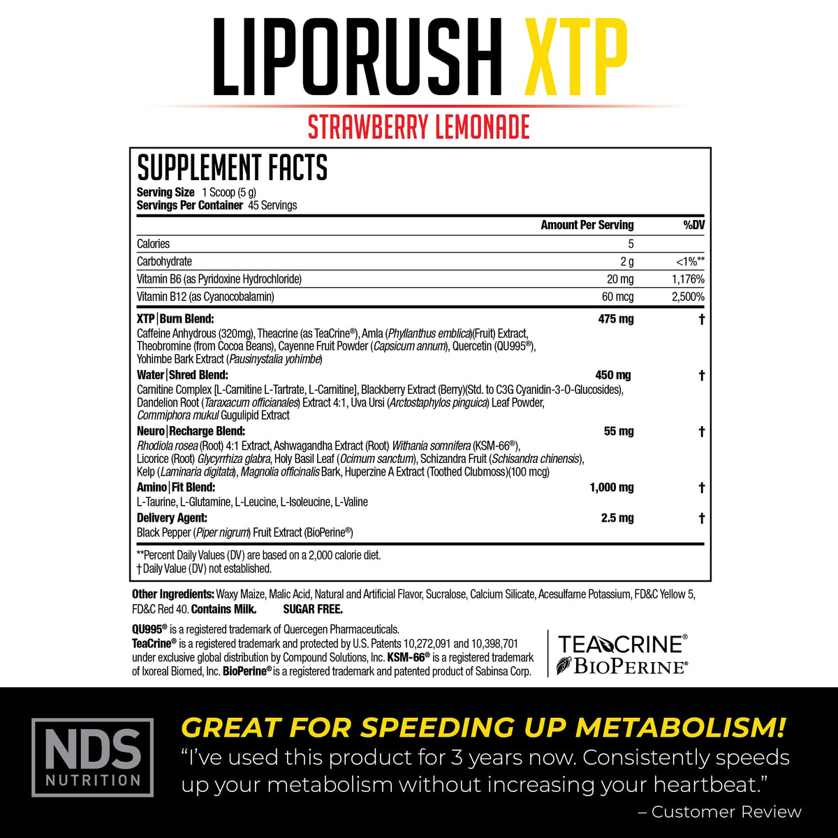 LIPORUSH XTP Caramel Apple étiquette avec ingrédients
