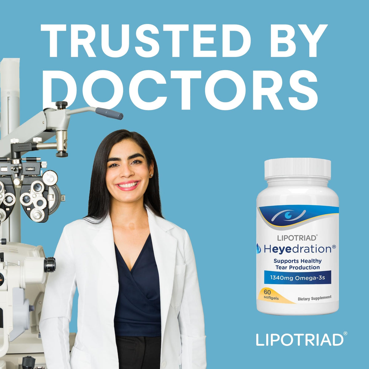 Lipotriad Heyedration gélules avec des ingrédients naturels en arrière-plan