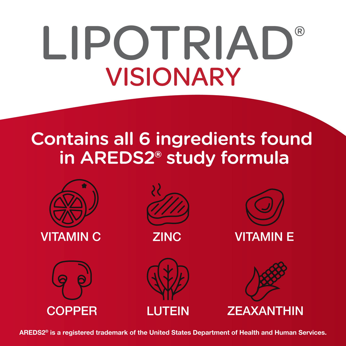 Lipotriad Visionary 60 Capsules avec des fruits frais en arrière-plan
