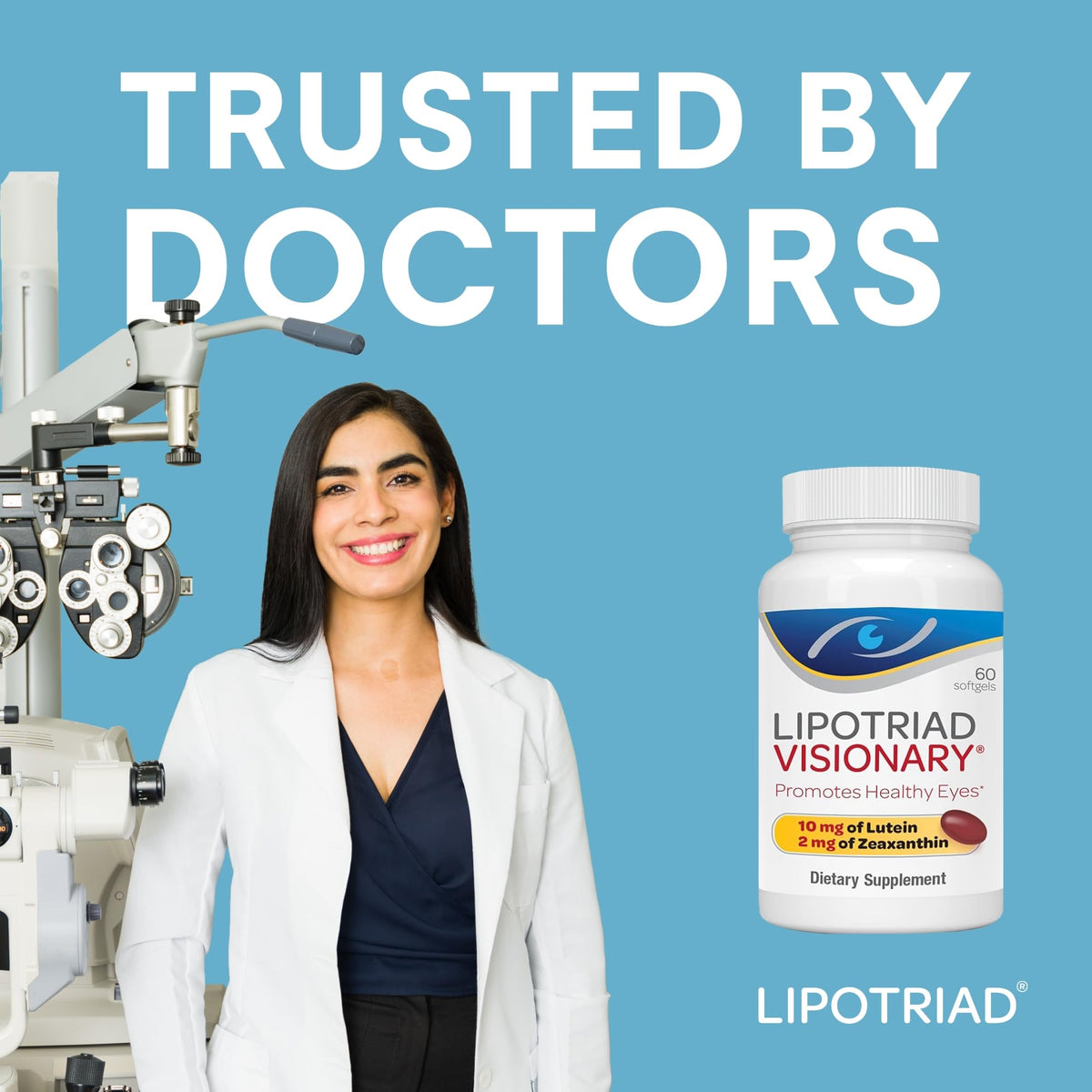 Lipotriad Visionary 60 Capsules avec une main tenant la bouteille