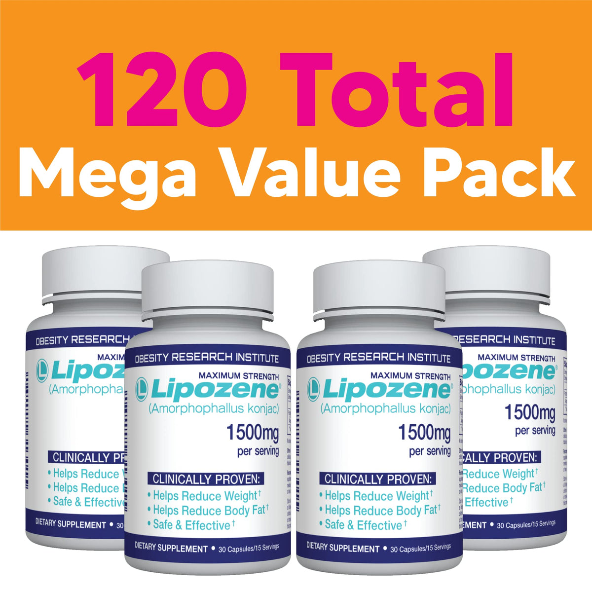 Lipozene boîte de 4 flacons avec 30 capsules chacun