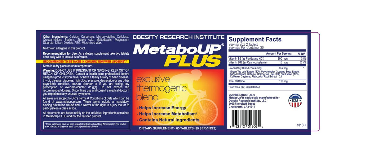 Lipozene MetaboUP Plus 60 Ct avec des ingrédients naturels en arrière-plan