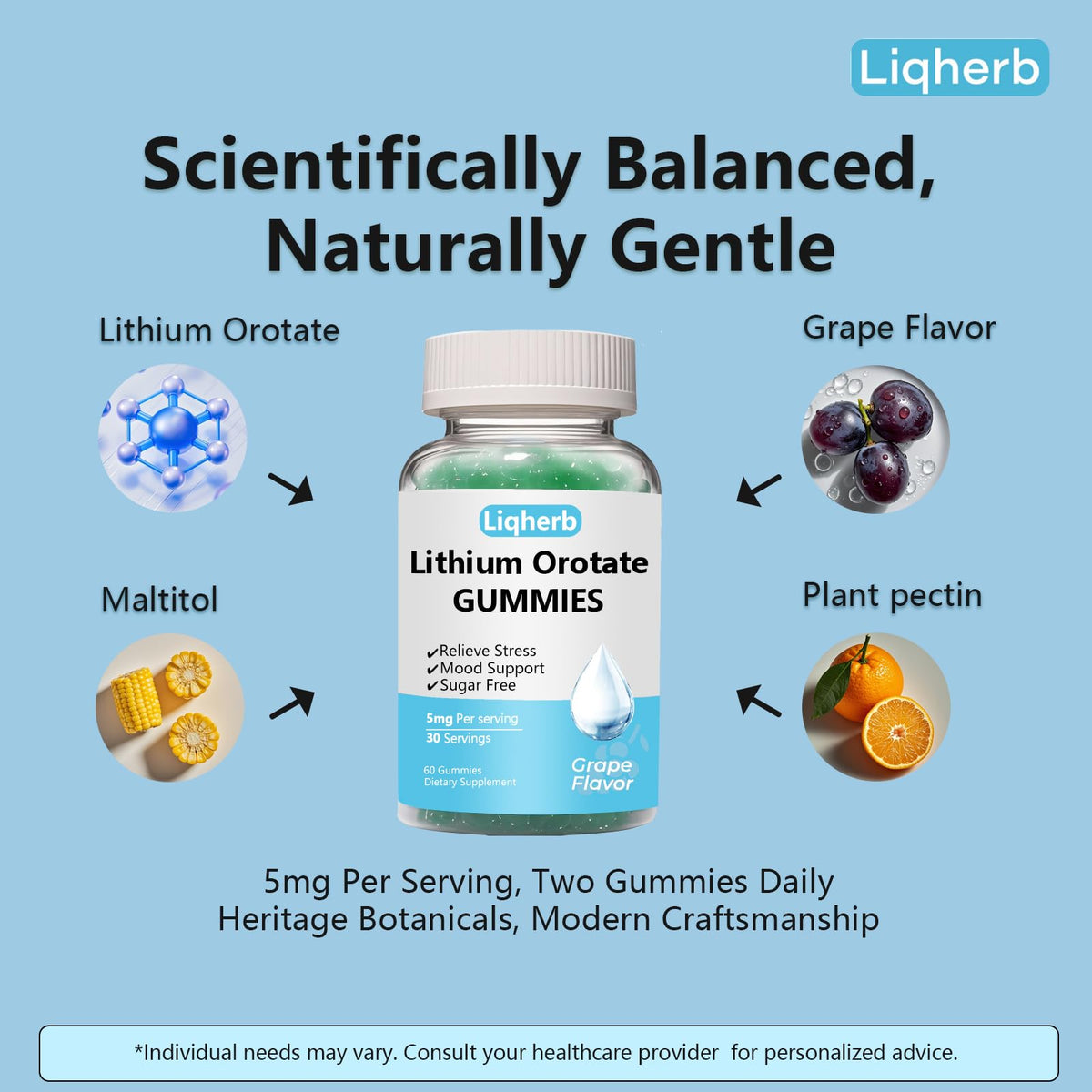 Liqherb Gummies Orotate de Lithium 5mg en main